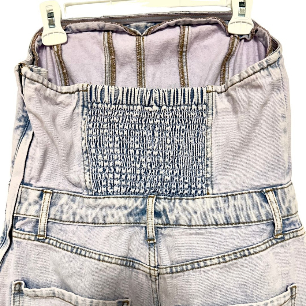 Women's WILD FABLE Y2K Strapless TUBE TOP DENIM Cargo Pockets Jumpsuit JEANS M - Picture 9 of 13